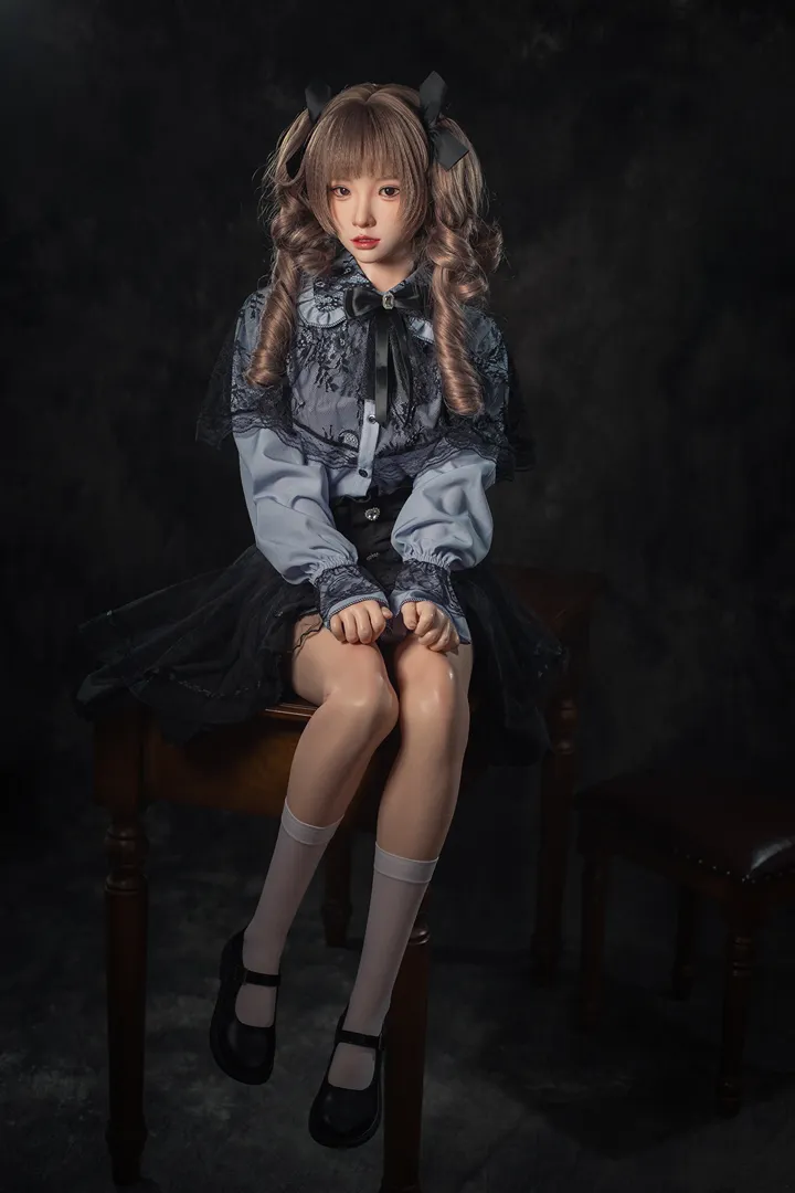 148cm (4ft10) B-Cup Gaya Gothic Lolita Silikon Anak Patung Seks Xiaorou, ROS Kepala #103B